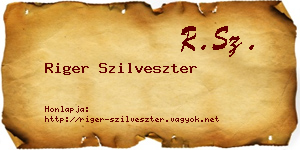 Riger Szilveszter névjegykártya